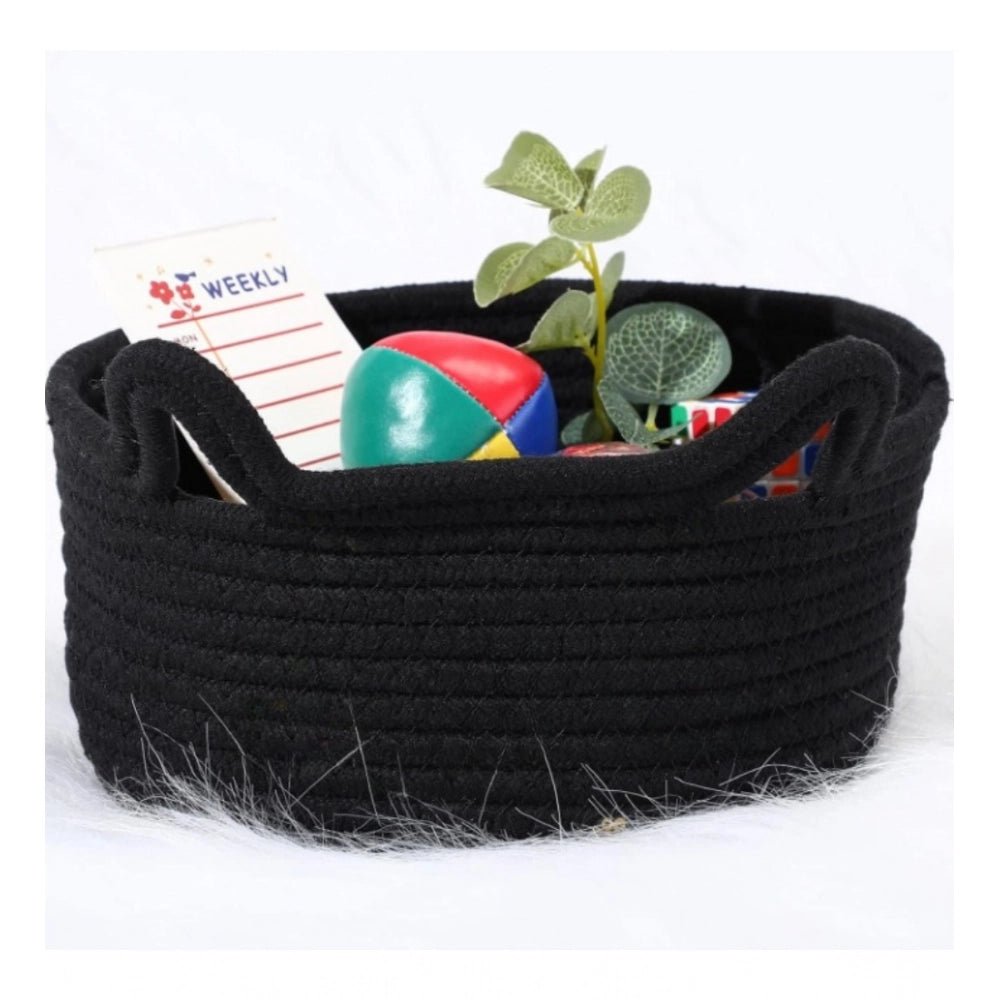 Cotton Pack Of_1 Cat Basket 8x4 Inch Storage Basket For Clothes (Black) - Image 2