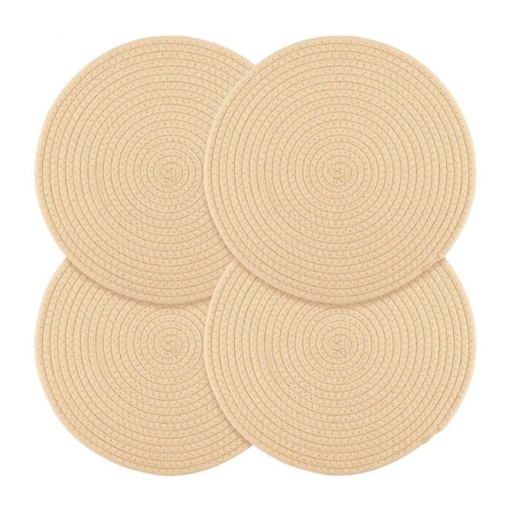 Cotton Dining Table Round Placemat Mats Set of 4 (Cream) - Image 2