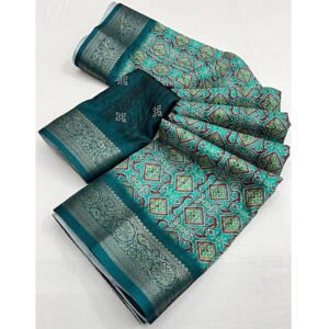 Printed Saree With Unstitched Blouse 5.5Mtr (Rama)