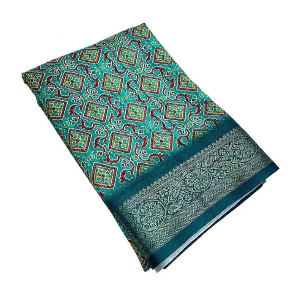 Printed Saree With Unstitched Blouse 5.5Mtr (Rama) - Image 2