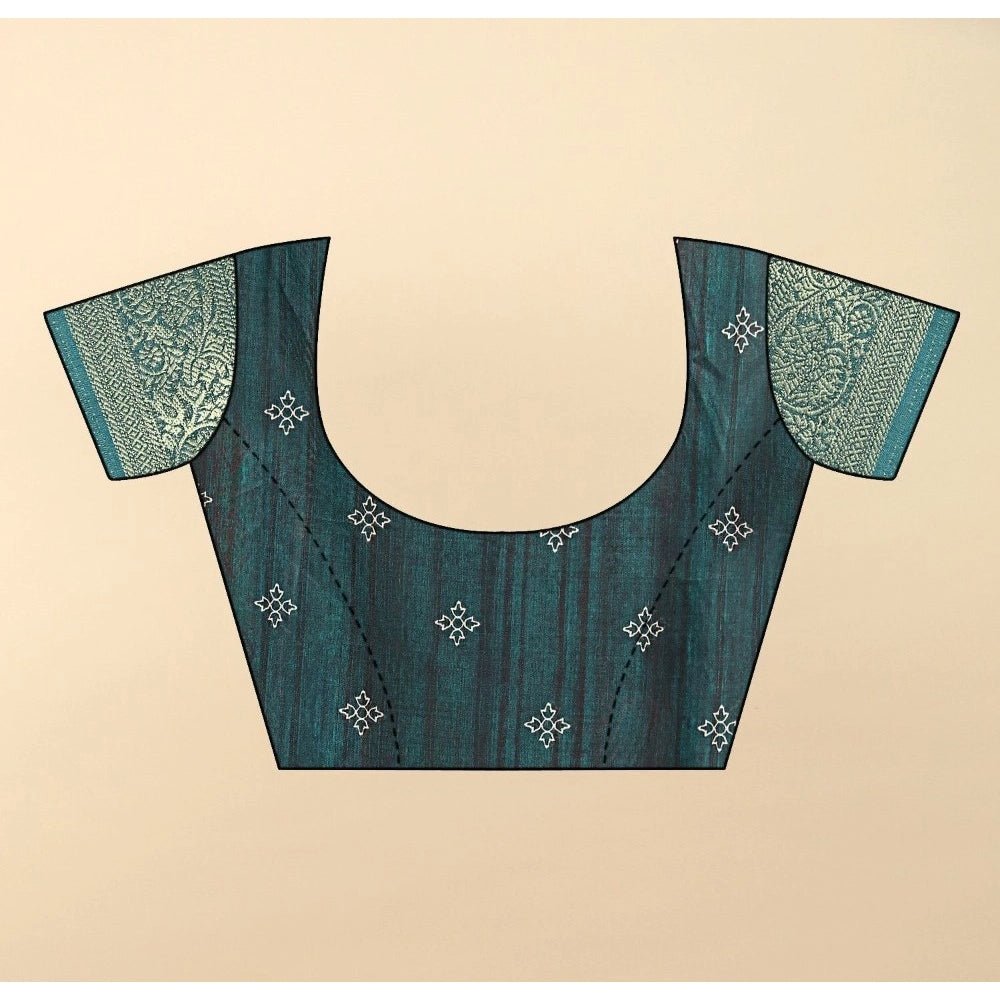 Printed Saree With Unstitched Blouse 5.5Mtr (Rama) - Image 5