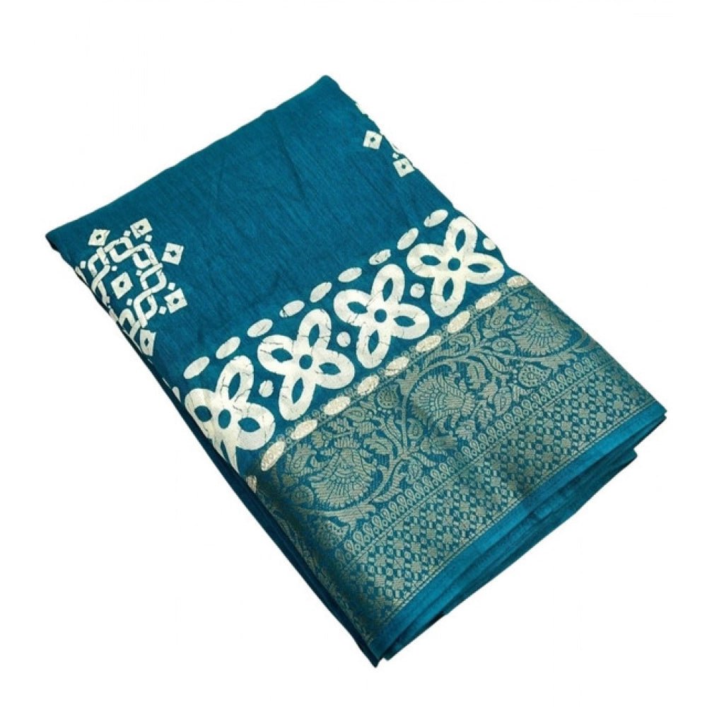 Printed Saree With Unstitched Blouse 5.5Mtr (Rama) - Image 2