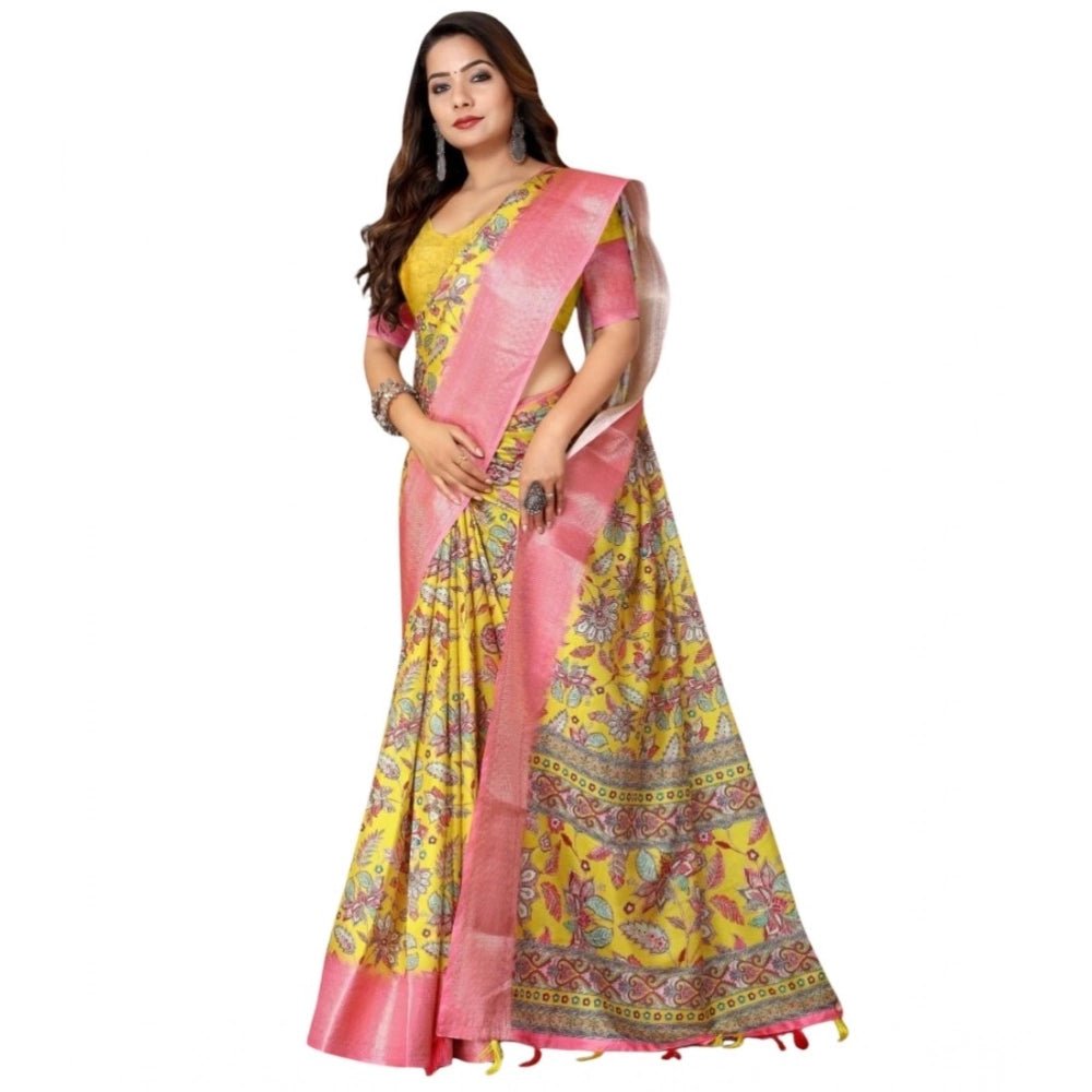 Floral Printed Saree With Unstitched Blouse 5.5Mtr (Multicolor) - Image 2