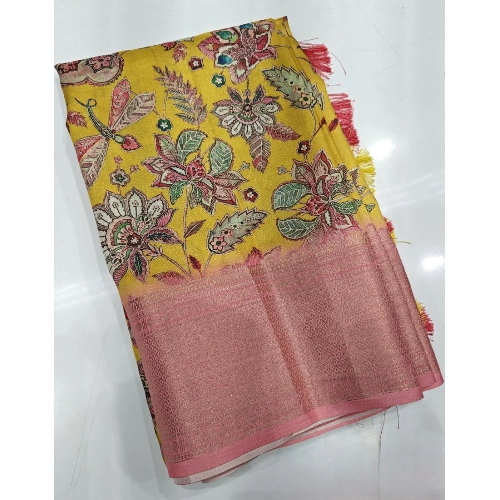 Floral Printed Saree With Unstitched Blouse 5.5Mtr (Multicolor) - Image 4