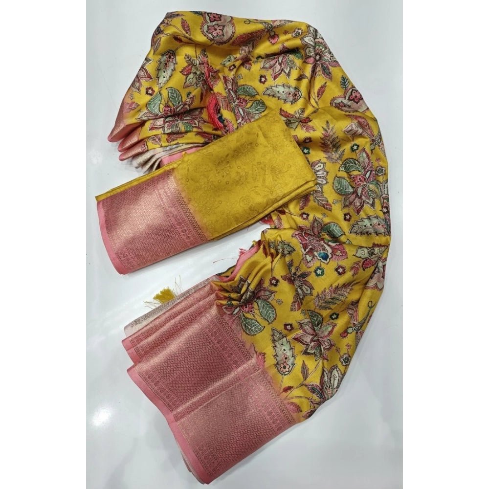 Floral Printed Saree With Unstitched Blouse 5.5Mtr (Multicolor) - Image 5