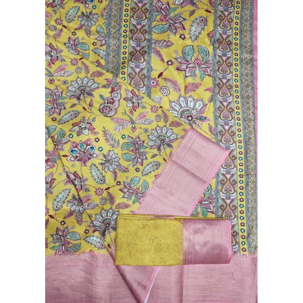 Floral Printed Saree With Unstitched Blouse 5.5Mtr (Multicolor) - Image 6