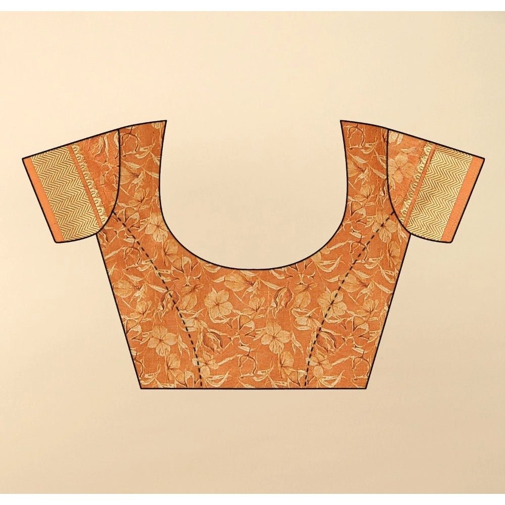 Floral Printed Saree With Unstitched Blouse 5.5Mtr (Multicolor) - Image 5