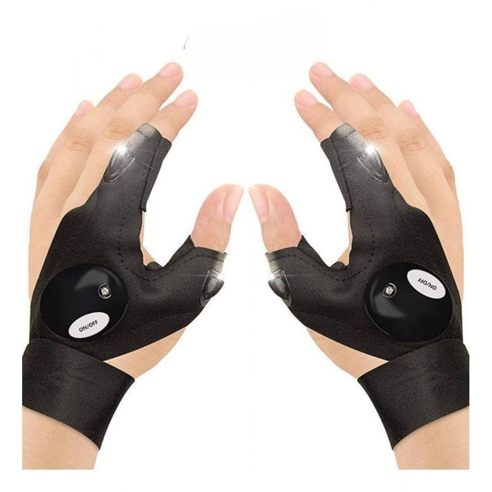 Generic Pack of 2 LED Flashlight Gloves (Black)
