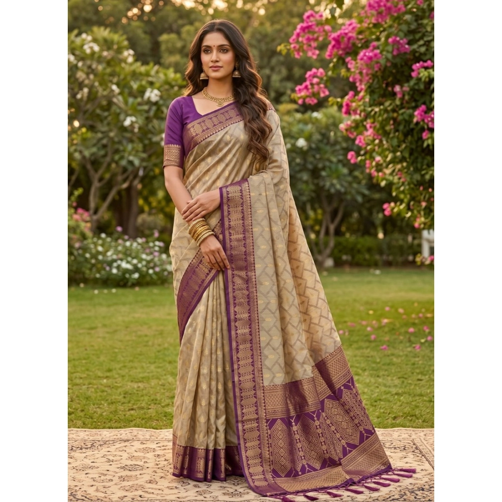 Cotton Printed Saree With Unstitched Blouse 5.5Mtr (Multicolor)