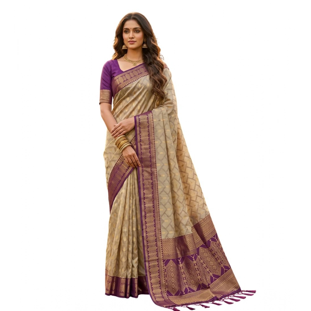 Cotton Printed Saree With Unstitched Blouse 5.5Mtr (Multicolor) - Image 5
