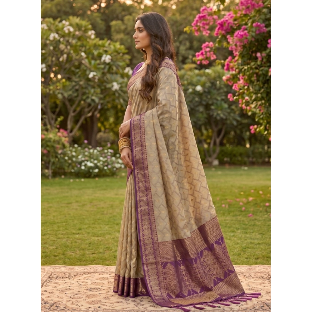 Cotton Printed Saree With Unstitched Blouse 5.5Mtr (Multicolor) - Image 2