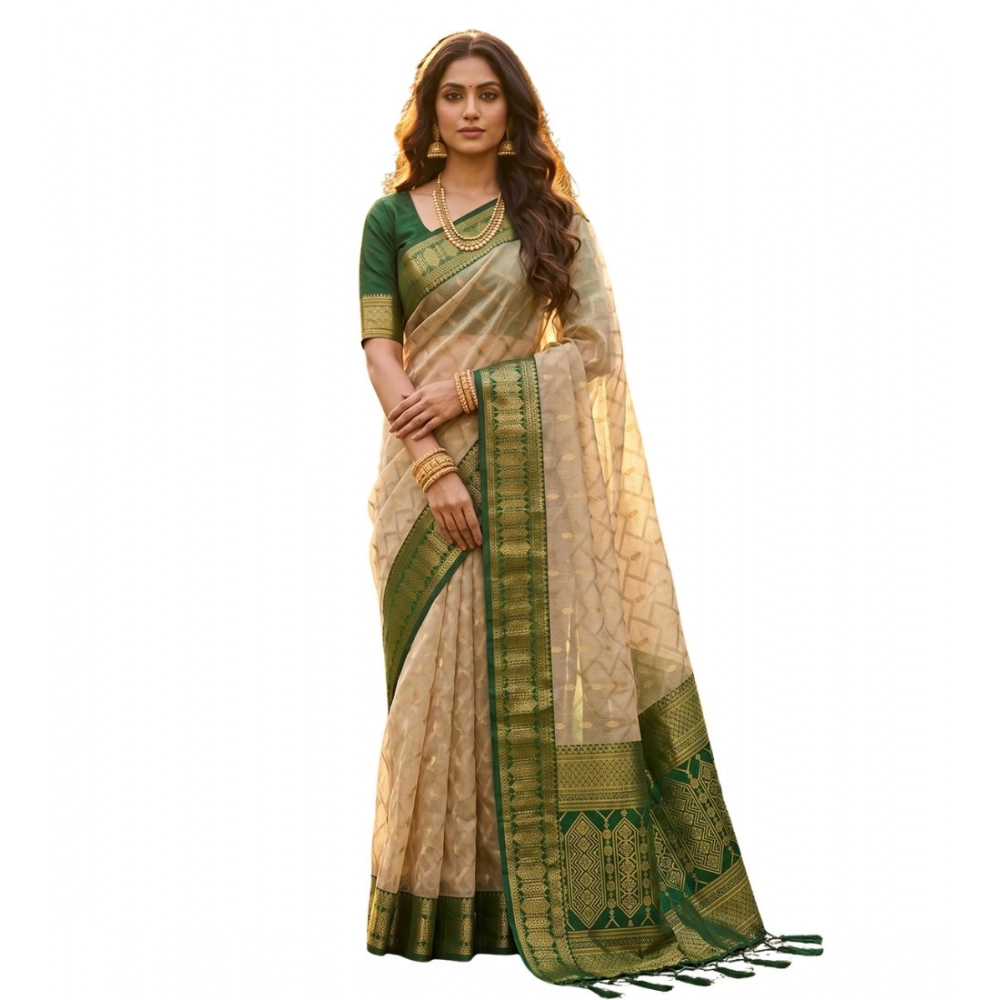 Cotton Printed Saree With Unstitched Blouse 5.5Mtr (Multicolor) - Image 5