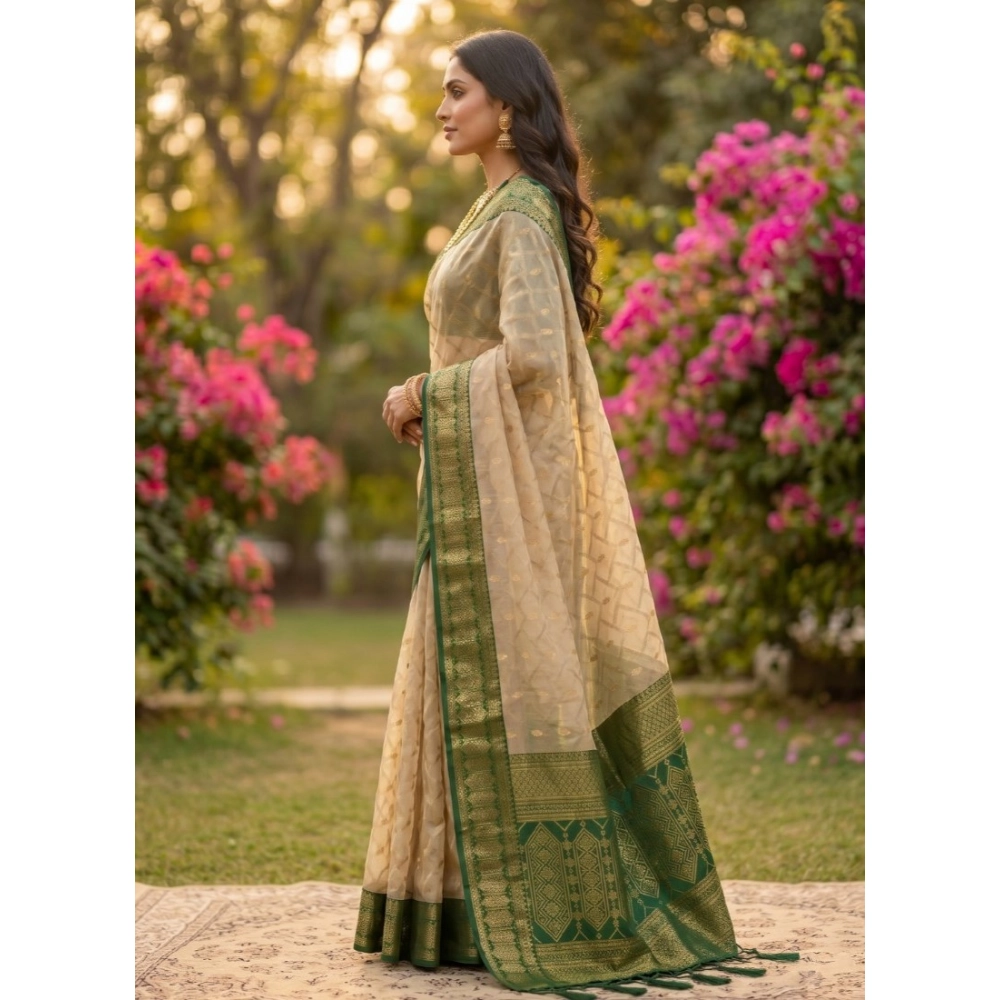 Cotton Printed Saree With Unstitched Blouse 5.5Mtr (Multicolor) - Image 2