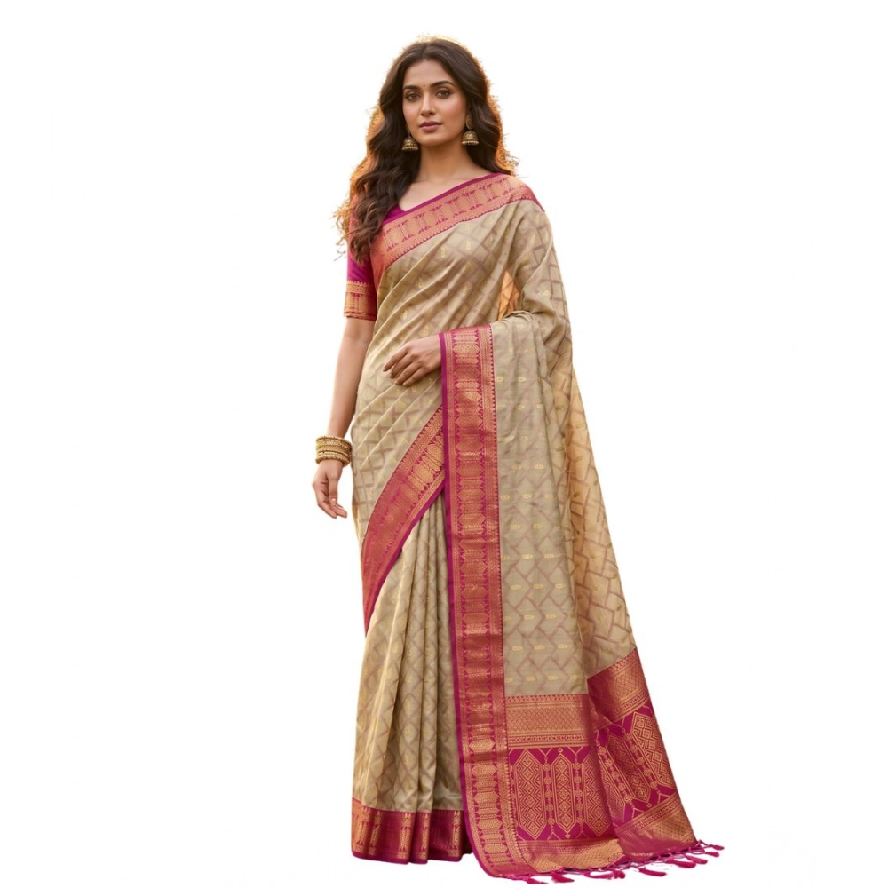 Cotton Printed Saree With Unstitched Blouse 5.5Mtr (Multicolor) - Image 5