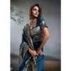 Silk Blend Printed Saree With Unstitched Blouse 5.5Mtr (Navy Blue)