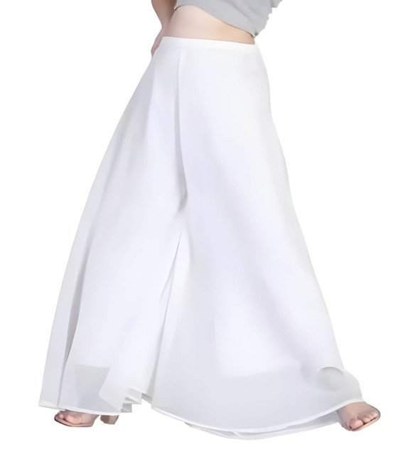 Georgette Solid High Rise Wide Leg Flared Palazzo with Elastic Waist (White) - Image 4
