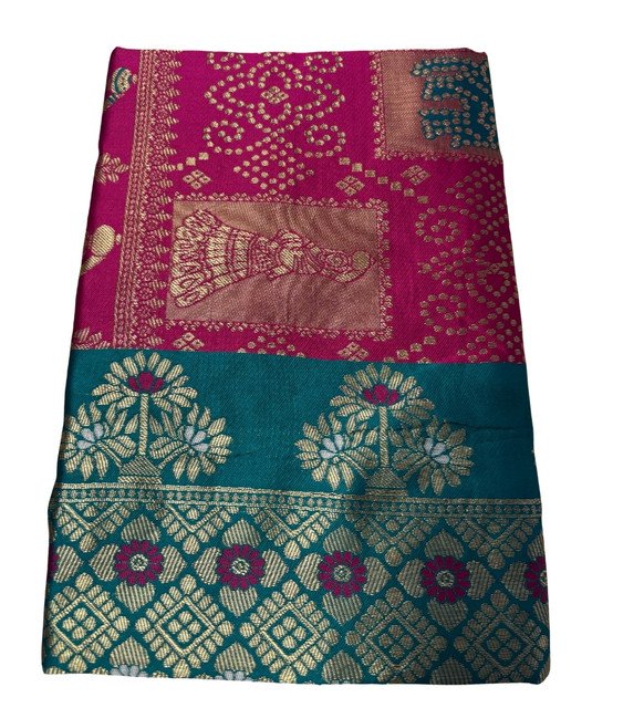 Jacquard Printed Saree With Unstitched Blouse 5.5Mtr (Magenta) - Image 2