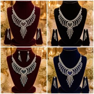 Premium AD Stone Heart Pendant Necklace & Earring Set
